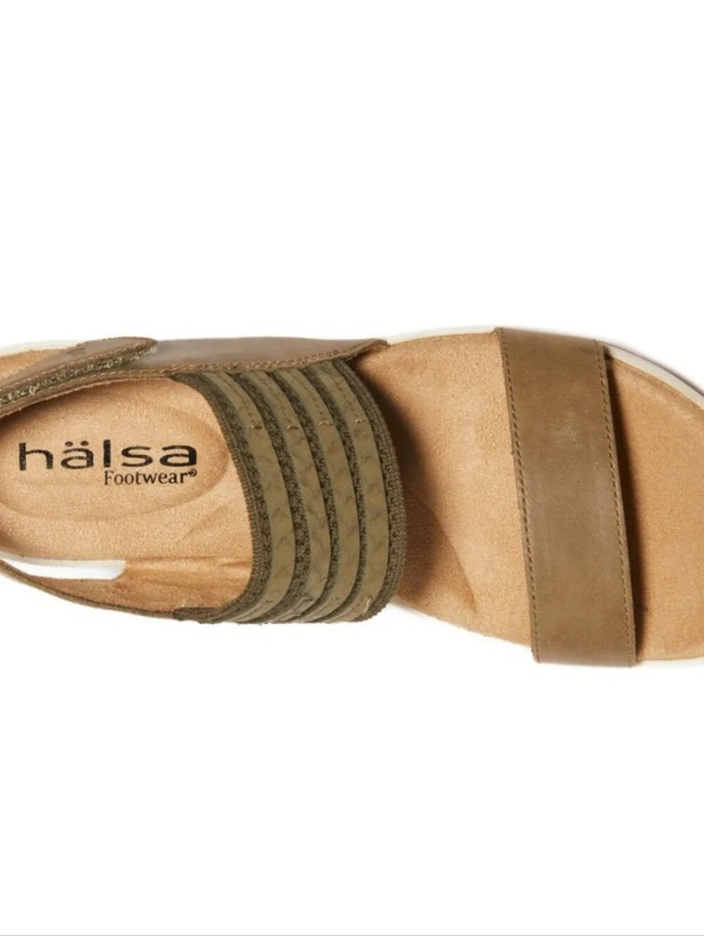 Halsa Chantal Wedge Comfort Sandals, Velcro Strap, Leather Uppers And Footbeds